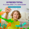 Marble Genius Marble Run Stunts Sliders Set, 8 Pieces Total: 4 Two-Way Sliders and 4 Catch Buckets, Add-On Pieces for Extending Your Stunts Marble Runs, Includes Free Online App, Ages 5 and Up