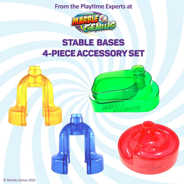 Marble Genius Stable Bases 4-Piece Add-On Set: Take Your Marble Run to The Next Level, Elevate Your Experience by Keeping Your Marble Run Steady with Stable Bases, Perfect for Kids and Adult Alike