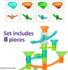 Marble Genius Marble Run Stunts Sliders Set, 8 Pieces Total: 4 Two-Way Sliders and 4 Catch Buckets, Add-On Pieces for Extending Your Stunts Marble Runs, Includes Free Online App, Ages 5 and Up