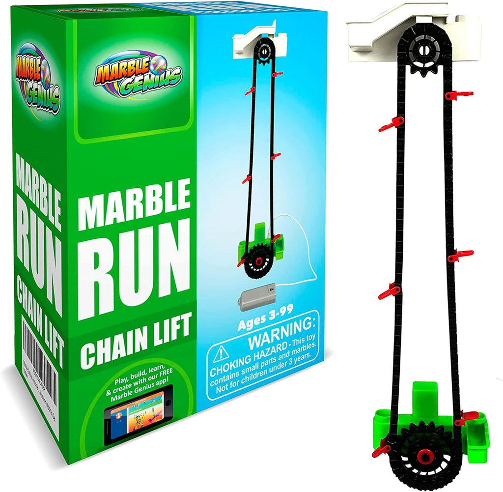 Marble Genius Automatic Chain Lift - The Perfect Marble Run Accessory Add-On Set for Creating Exciting Mazes, Tracks, and Races - Endless Fun, and Creativity, Experience The Thrills of Marble Racing