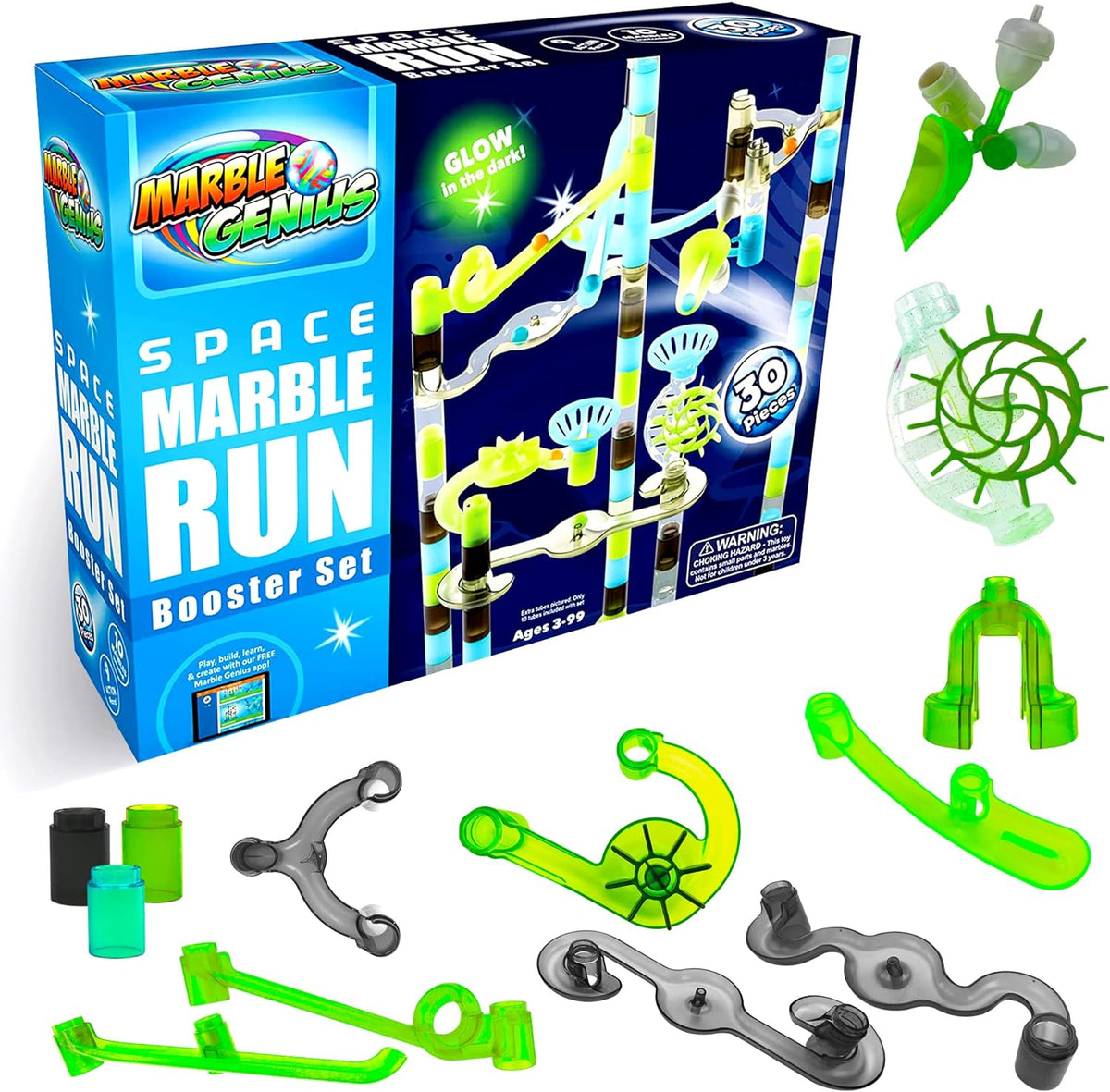 Marble Genius Marble Run Booster Set 30 Pieces Total (10 Action Piec