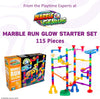 Marble Genius Marble Glow Run Race Track Set Glow in The Dark (115 pcs) STEM Educational Building Block Toy, Instruction App Access & Full Color Instruction Manual, Great Gift for Kids, Starter Set