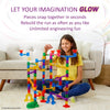 Marble Genius Glow Marble Run Set, Marble Maze Glow in The Dark (200 pcs) STEM Educational Building Block Toy, Instruction App Access & Full Color Instruction Manual, Great Gift for Kids, Super Set