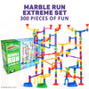 Marble Genius Marble Run (300 Complete Pieces) Maze Track or Race Games for Kids Ages 4-8, for Adults, Teens, and Toddlers, (118 Translucent Marbulous Pieces + 119 Glass-Marble Set), Extreme Set