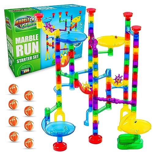 Marble Run Set Building Blocks Glass Marbles for Kids Ages 4-8