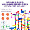 Marble Genius Marble Run (300 Complete Pieces) Maze Track or Race Games for Kids Ages 4-8, for Adults, Teens, and Toddlers, (118 Translucent Marbulous Pieces + 119 Glass-Marble Set), Extreme Set