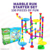 Marble Genius Marble Run (130 Complete Pieces) Maze Track or Board Games for Kids 8-12, for Adults, Teens, and Toddlers, (80 Translucent Marbulous Pieces + 50 Glass-Marble Set), Starter Set