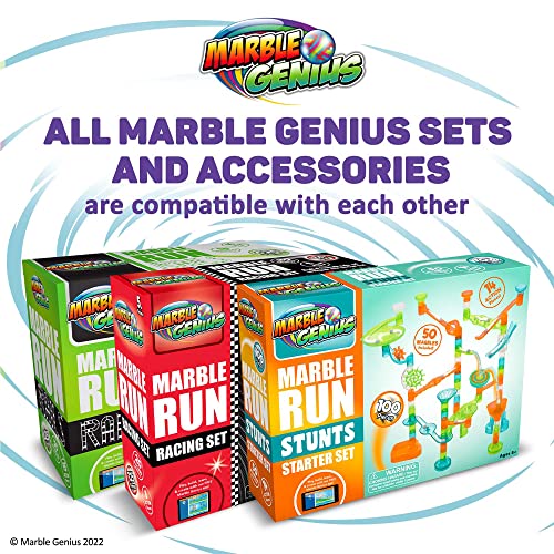 Marble Genius Marble Run Starter Set STEM Toy for Kids Ages 4-12 - 130 Complete Pieces (80 Translucent Marbulous Pieces and 50 Glass Marbles), Construction Building Block Toys, Pink,